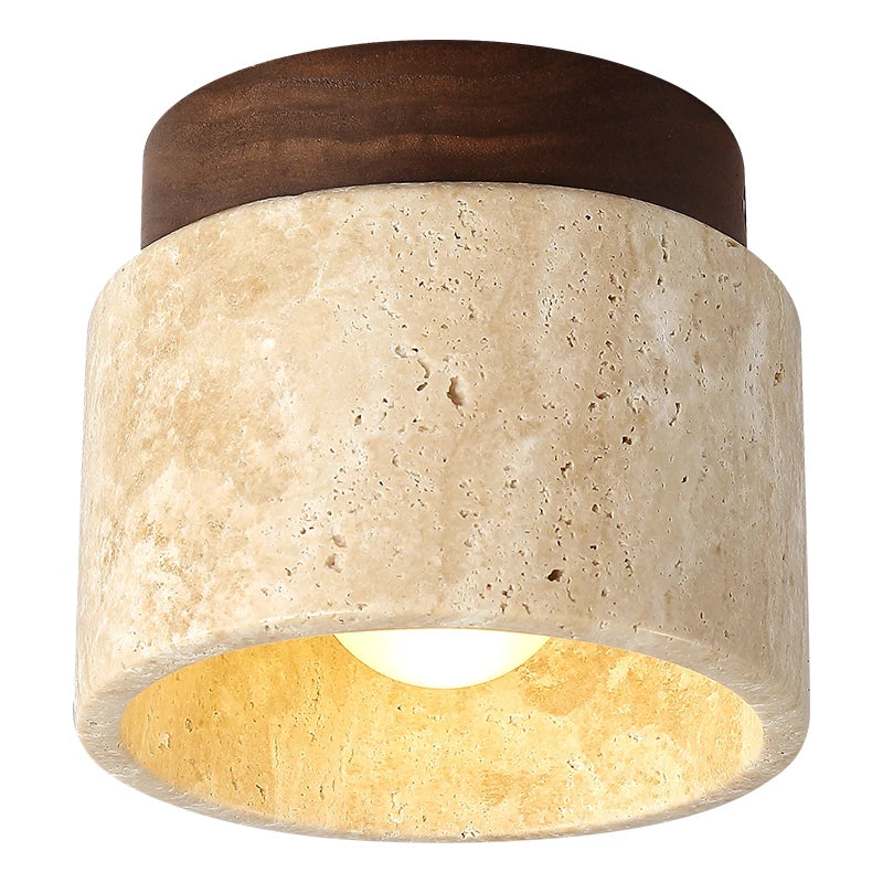 Plafonnier pierre naturelle – vue de face, fond blanc
