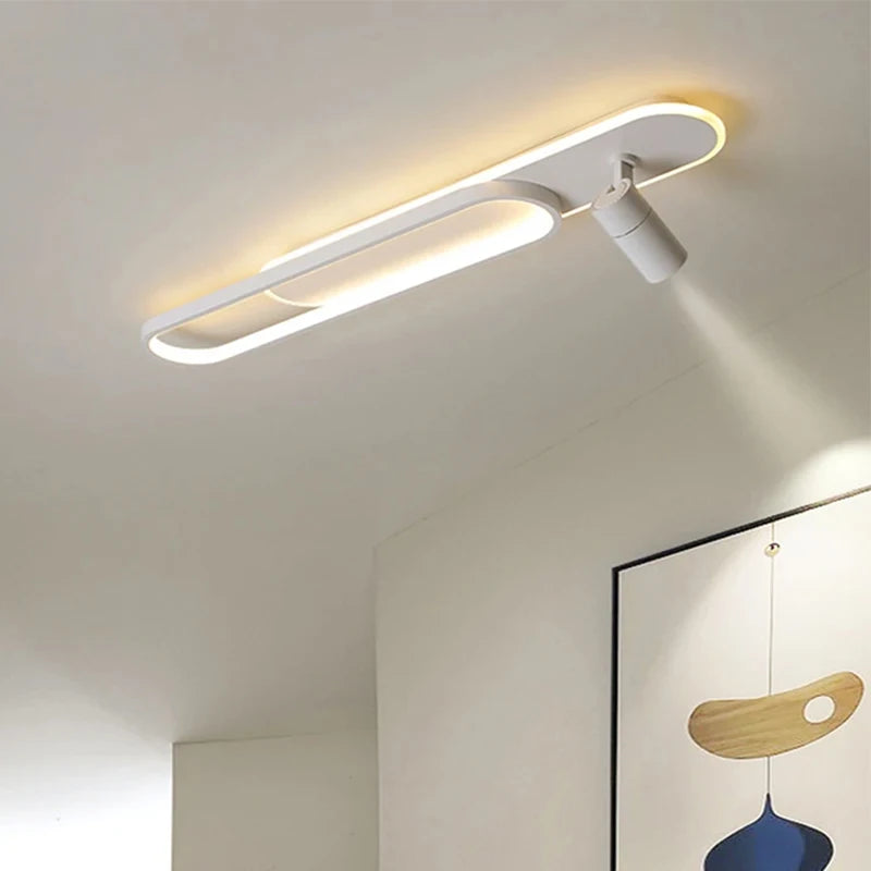 Plafonnier LED linéaire spots orientables blanc – ambiance chambre