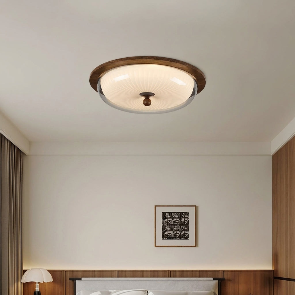 Plafonnier Rétro Noyer – salon ambiance tamisée