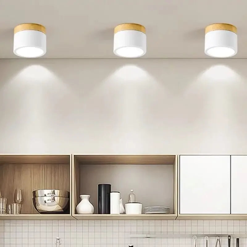 Spot LED bois blanc – cuisine 3 spots alignés