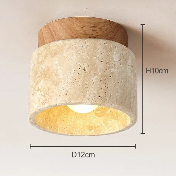 Plafonnier pierre bois naturel – dimensions D12cm H10cm