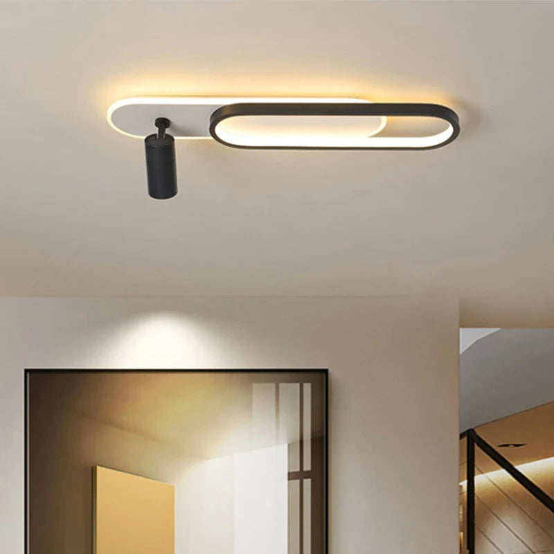 Plafonnier LED linéaire spots orientables doré – ambiance salon