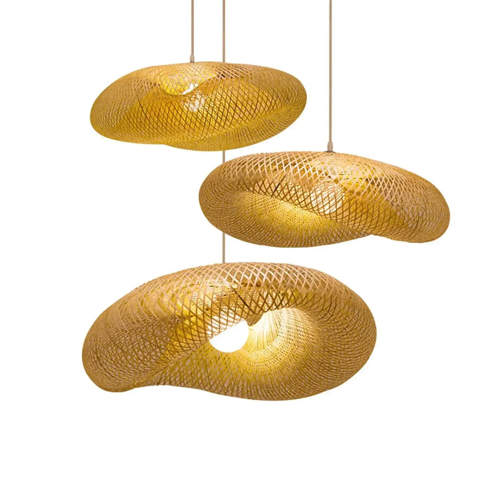 Suspension bambou tressé – 3 tailles fond blanc