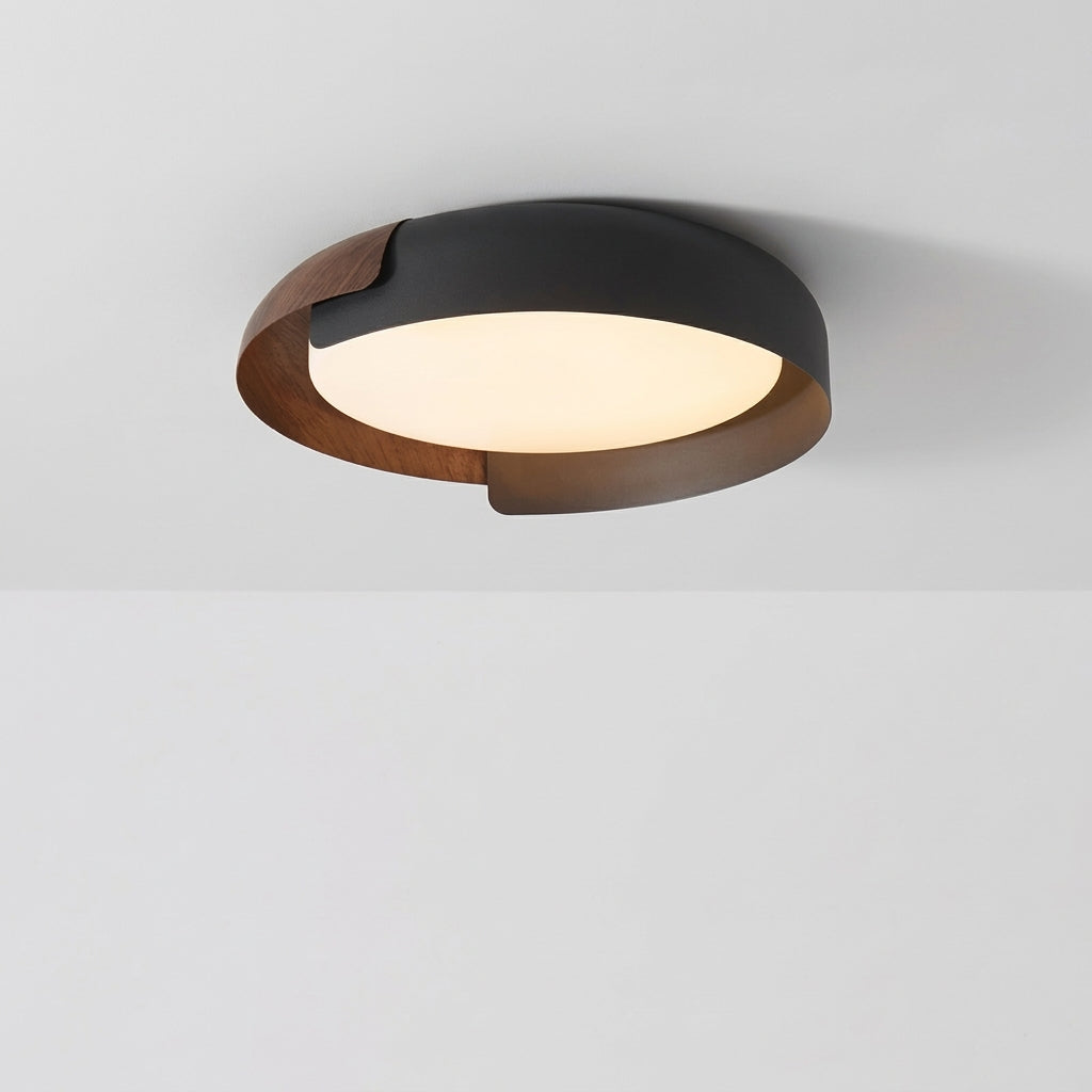 Plafonnier Double Anneau – bois foncé cuisine ouverte