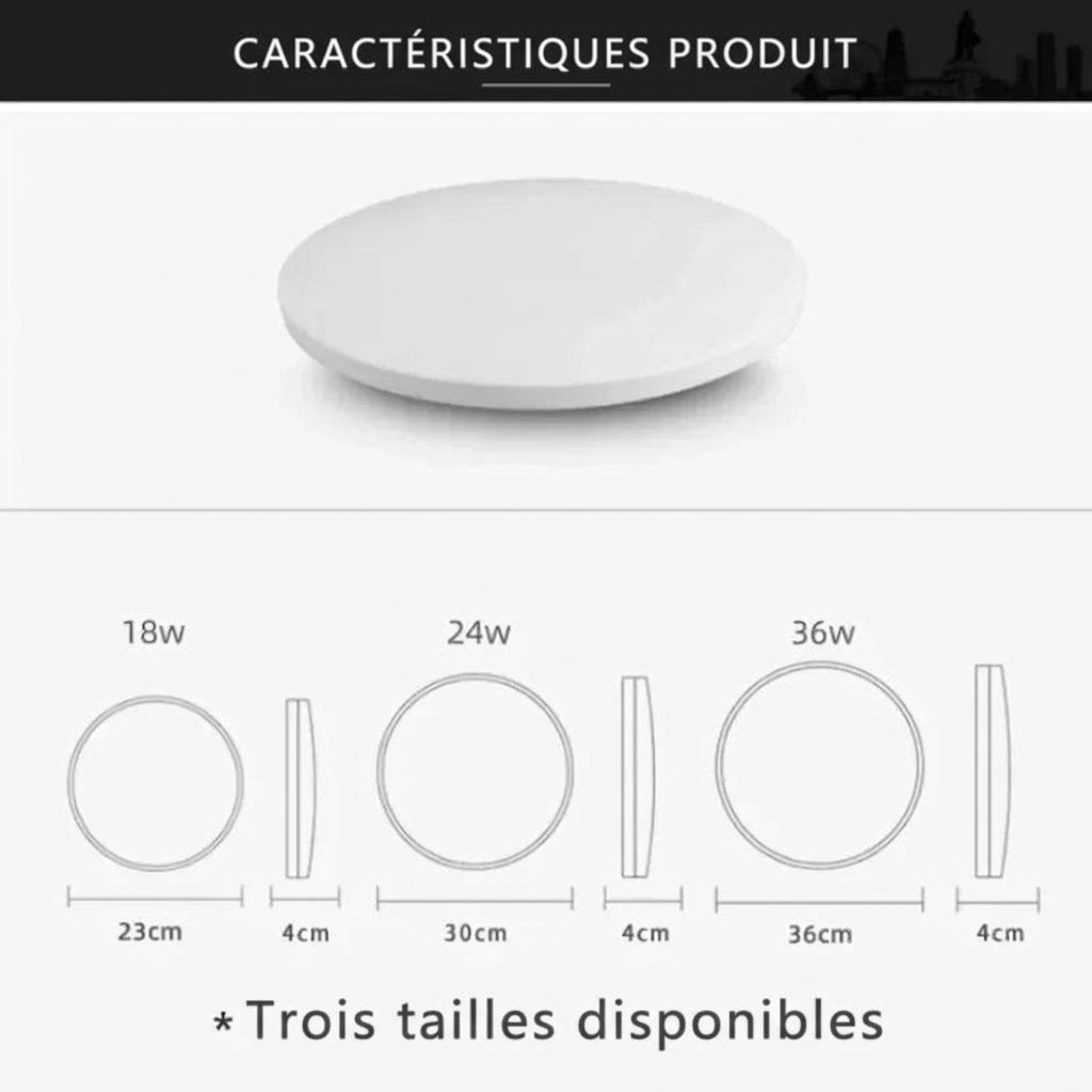 Plafonnier LED Triple Protection – dimensions Ø23/30/36 cm épaisseur 4 cm Image