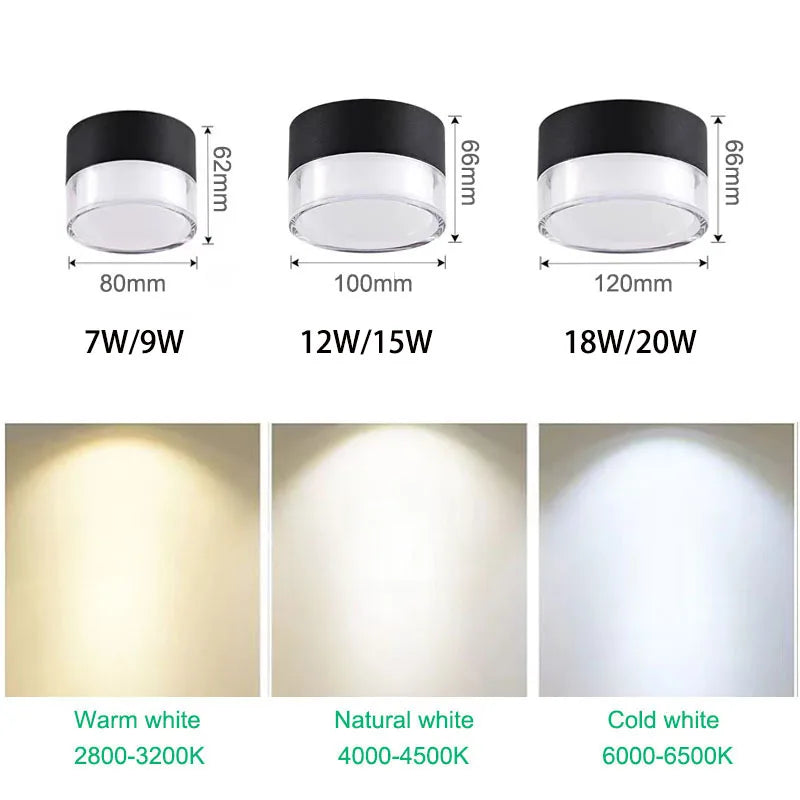 Spot LED Saillie – dimensions et températures de couleur