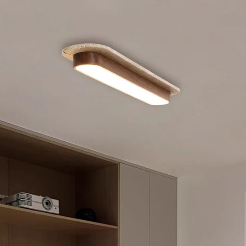 Plafonnier LED Wabi Sabi Noyer – courbe bois fond neutre