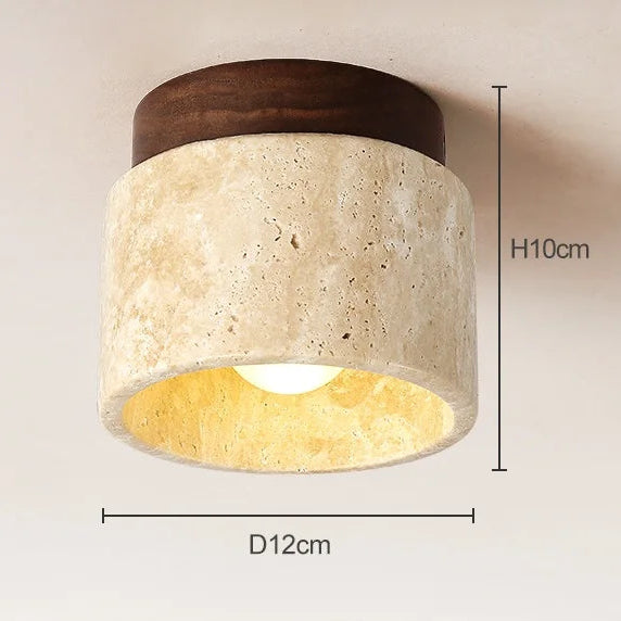 Plafonnier travertin noyer – fiche dimensions et matériaux