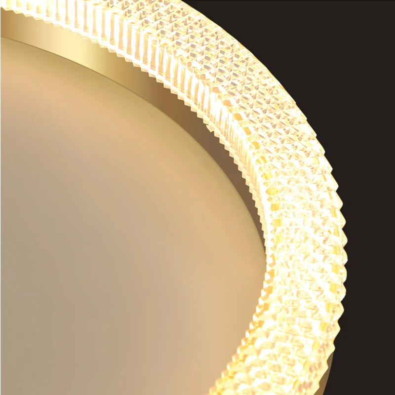 Plafonnier LED anneau cristal – détail acrylique texturé scintillant