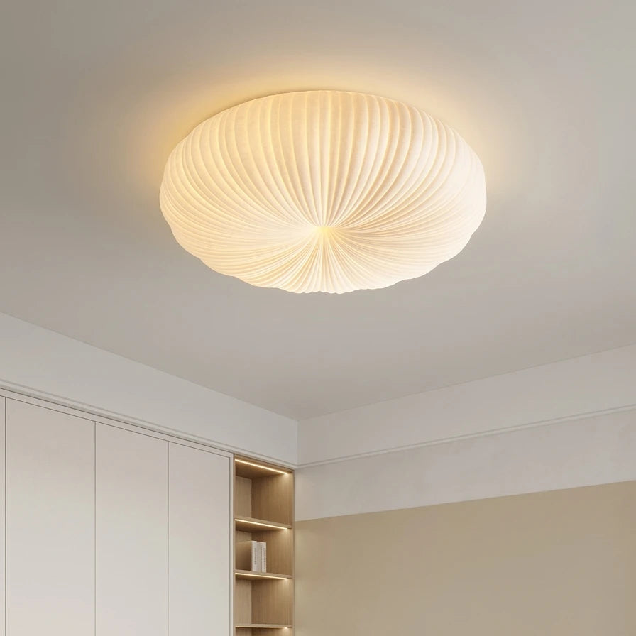 Plafonnier LED Crème Potiron – Ambiance chambre minimaliste