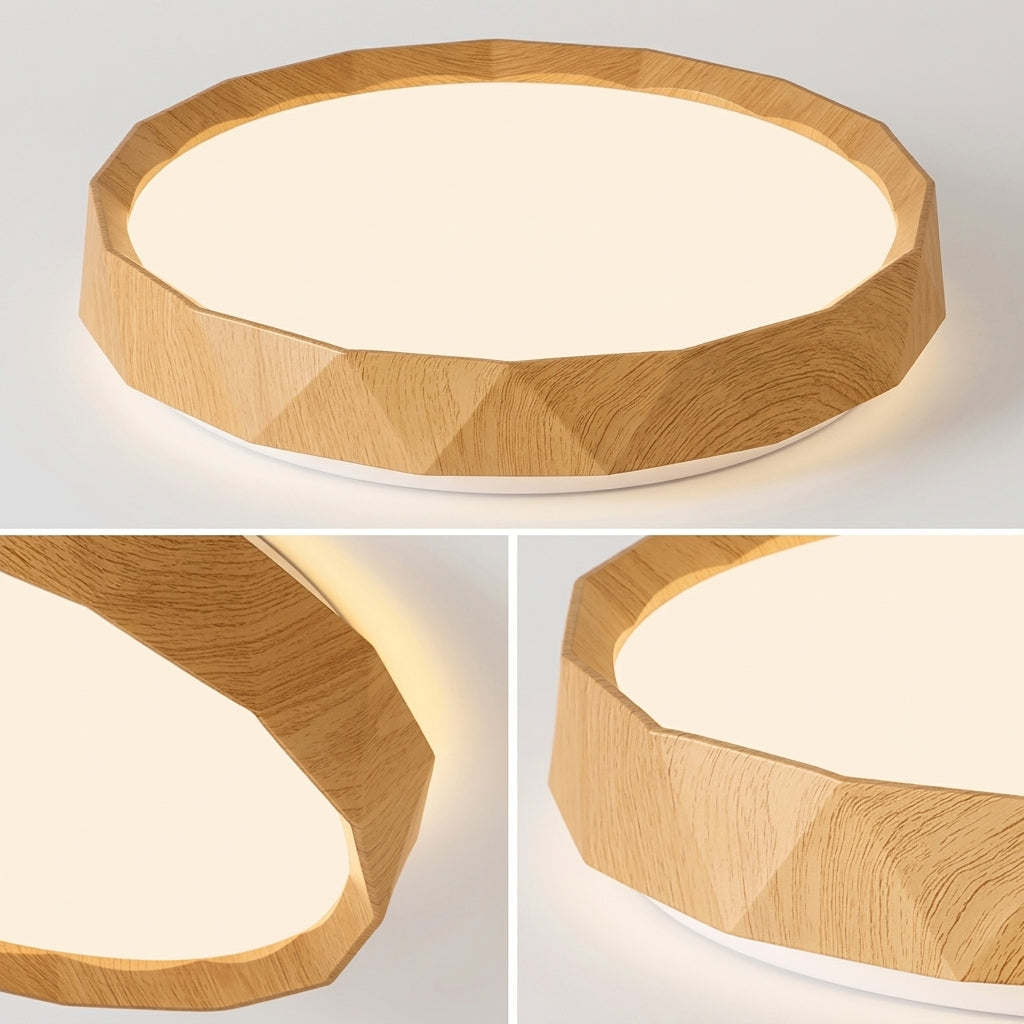 Plafonnier LED Anneau Bois – détail cadre bois anneau Image