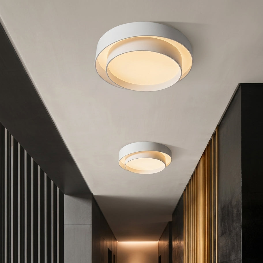 Plafonnier LED Double Anneau – Blanc – couloir double