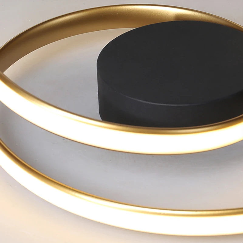 Plafonnier LED moderne rond – détail anneaux lumineux