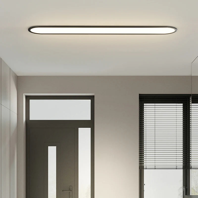 Plafonnier LED ultra-fin couloir – installation multiple entrée