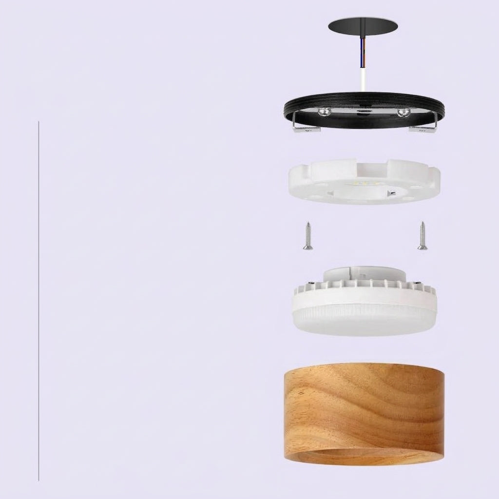Spot LED bois GX53 – vue éclatée, montage facile