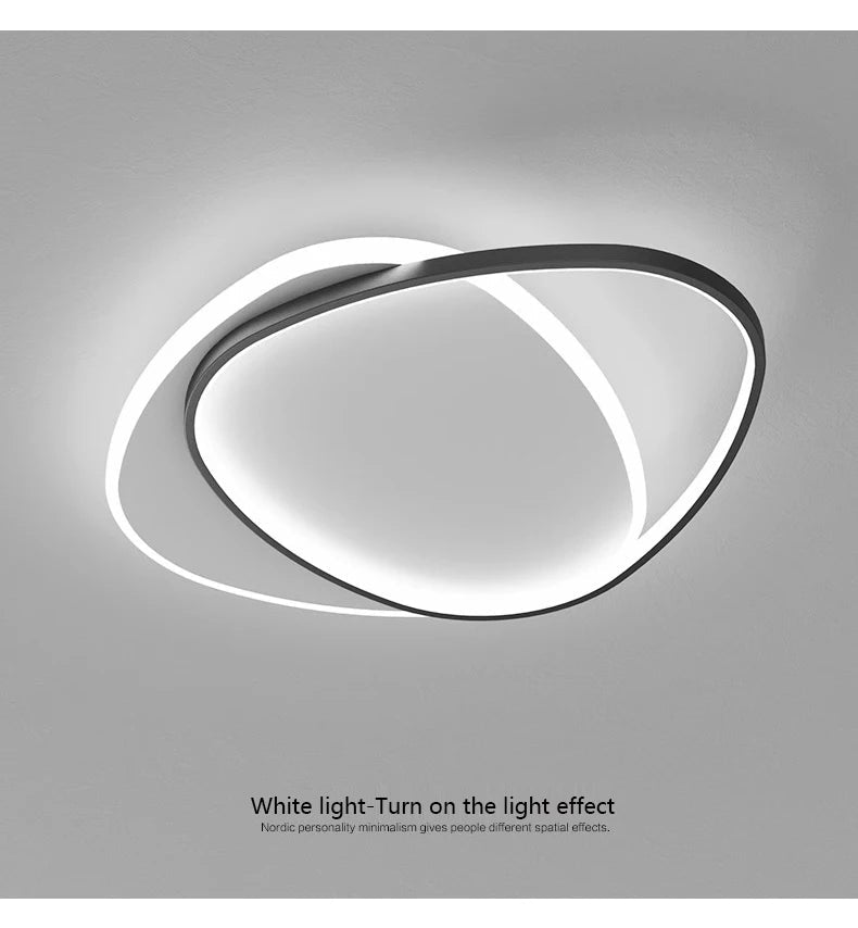 Plafonnier LED ovale Noir – effet lumière neutre allumé