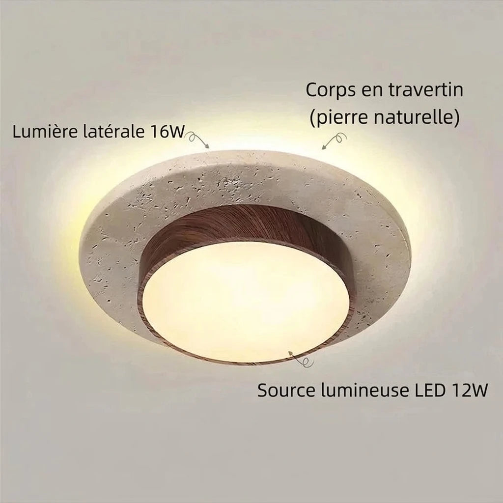 Plafonnier LED Pierre & Bois – composition et sources lumineuses