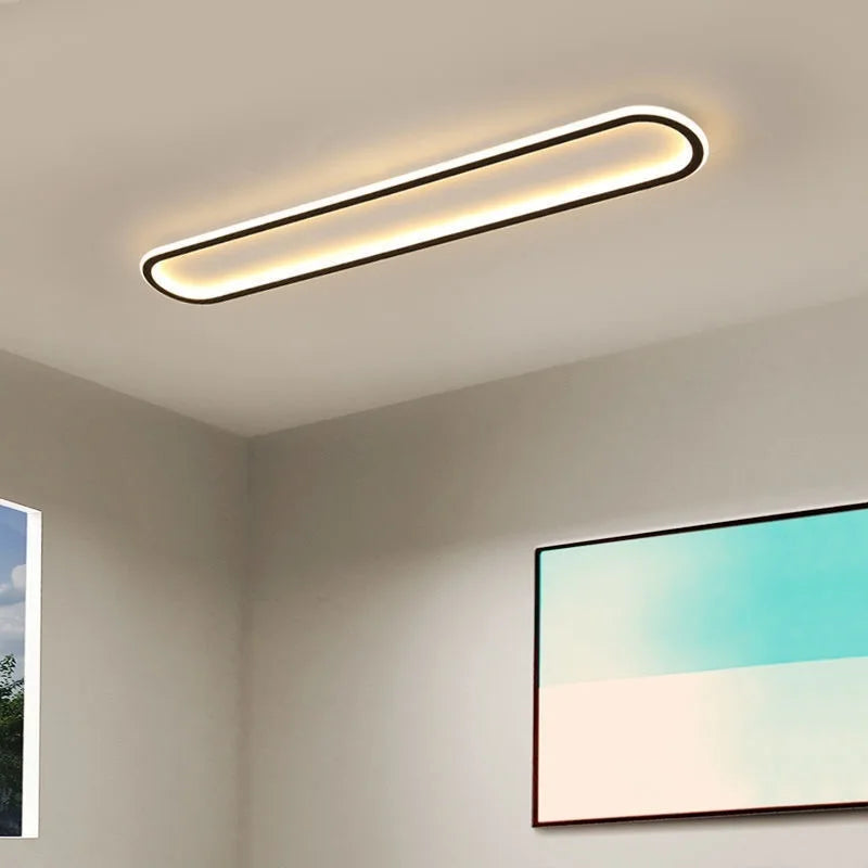 Plafonnier LED Linéaire Noir – salon coin bureau