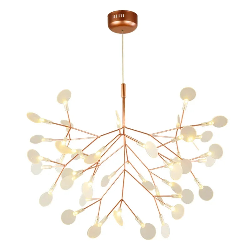 Lustre LED branches lucioles or rosé – vue produit fond blanc