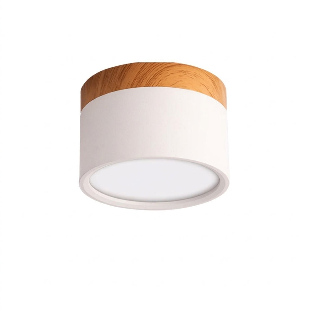 Spot LED bois – coloris blanc, vue fond blanc