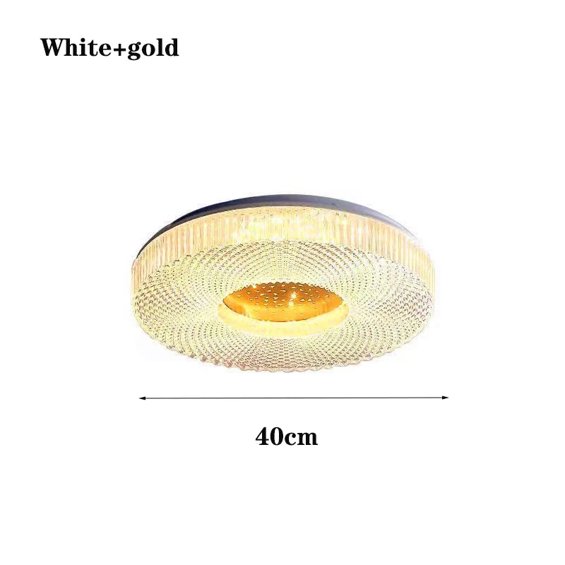 Plafonnier LED cristal Blanc et Doré Ø40cm – dimensions et montage