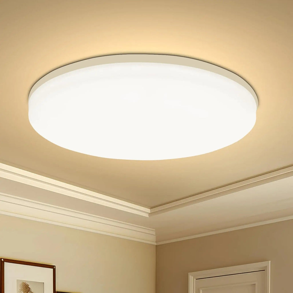 Plafonnier LED rond Blanc – ambiance chambre lumière chaude