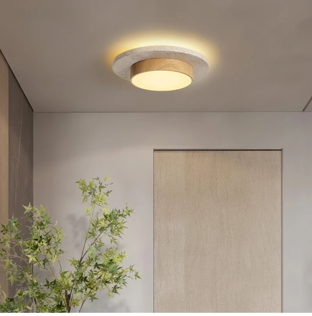 Plafonnier LED Naturel Pierre & Bois – mise en situation hall d'entrée
