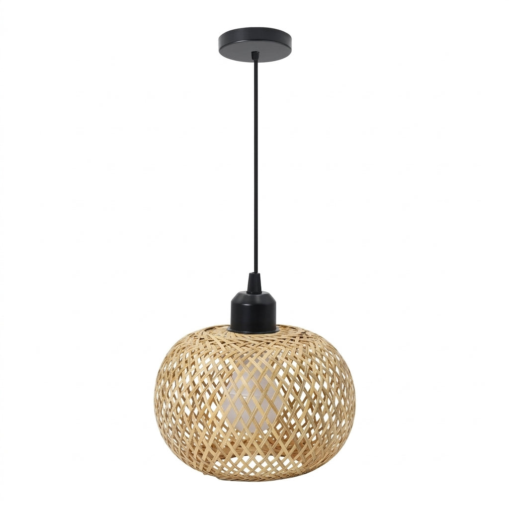 Plafonnier Bambou Tressé Bambou clair – studio fond blanc