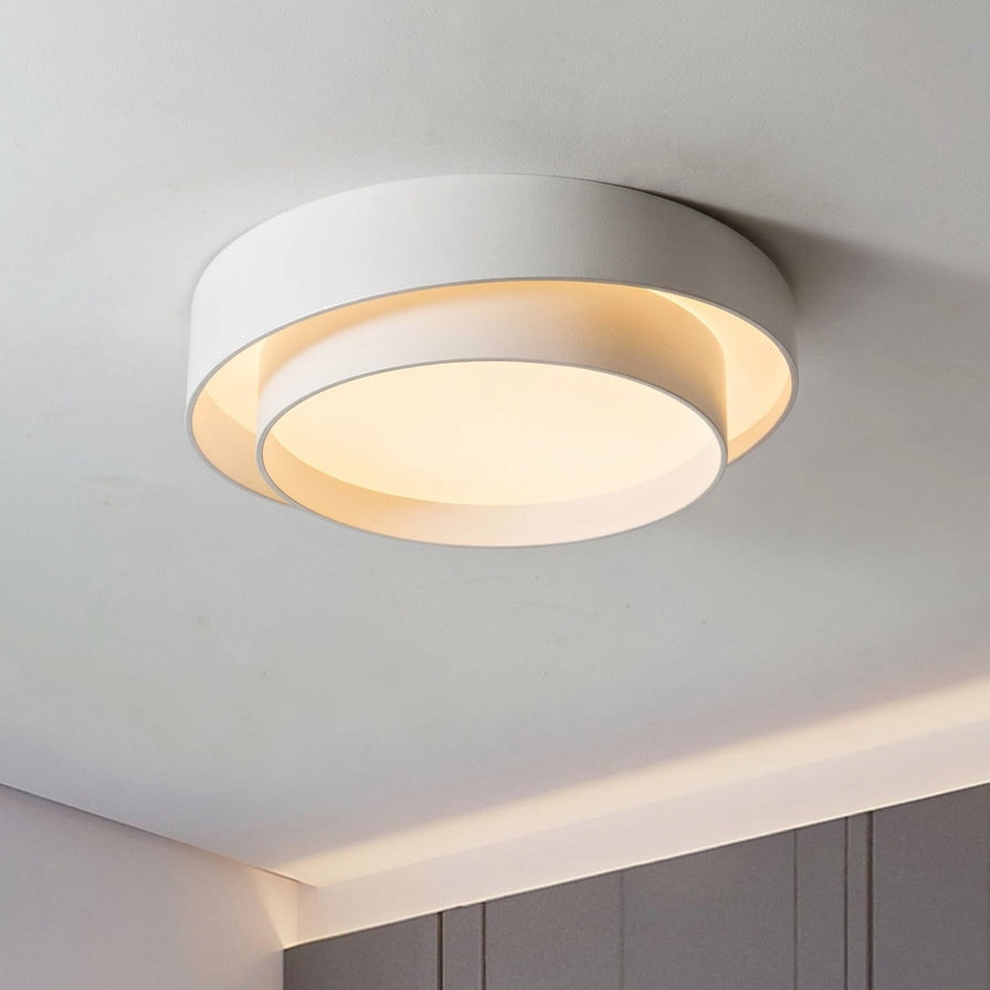 Plafonnier LED Double Anneau Blanc – toutes tailles
