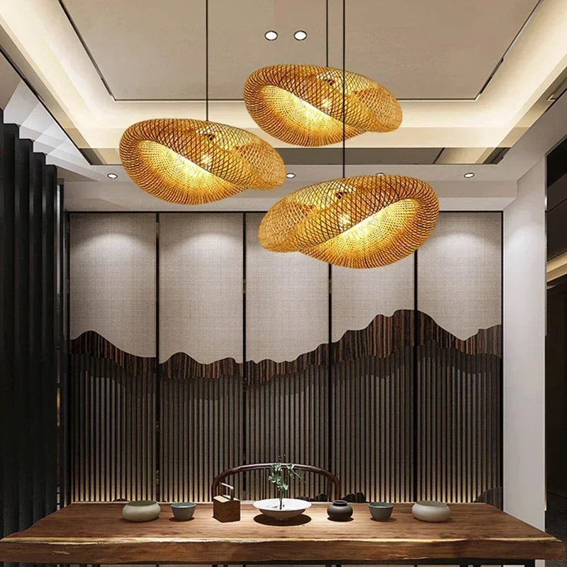 Suspension Bambou Tressé – ambiance asiatique 3 tailles