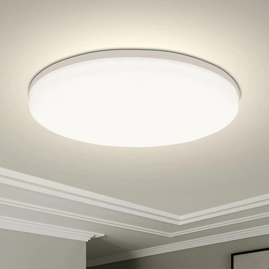 Plafonnier LED rond Blanc – plafond beige, éclairage doux