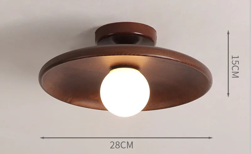 Plafonnier noyer Ø28cm – dimensions 28×15 cm