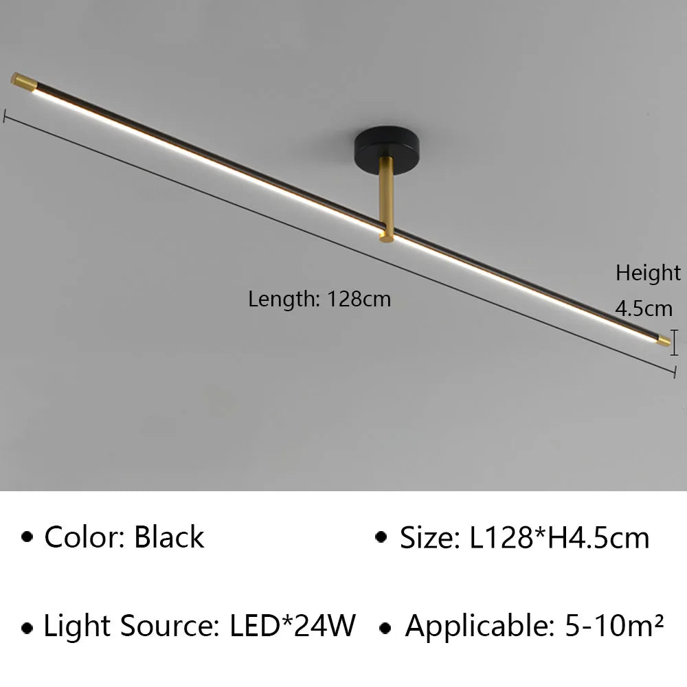 Plafonnier LED linéaire 128cm – dimensions L128×H4.5cm