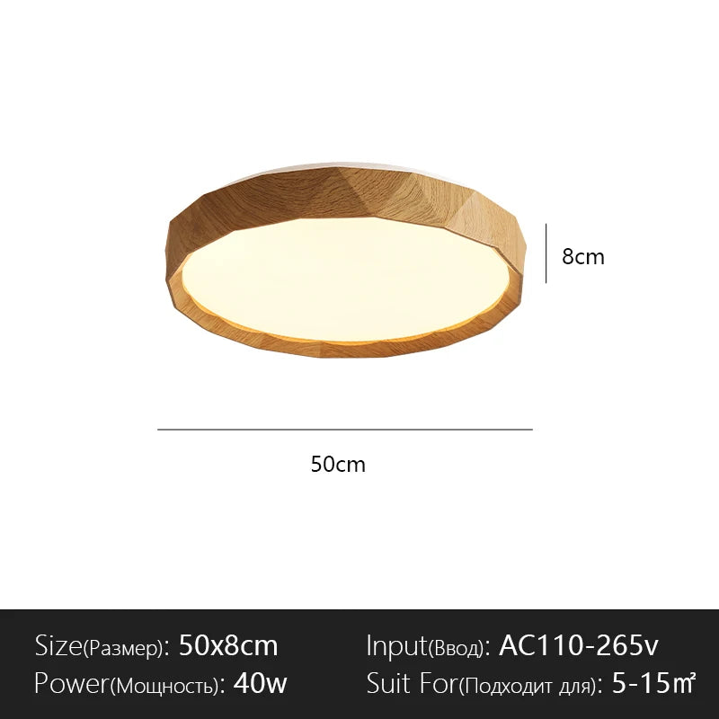 Plafonnier LED Anneau Bois – dimensions modèle 40 cm