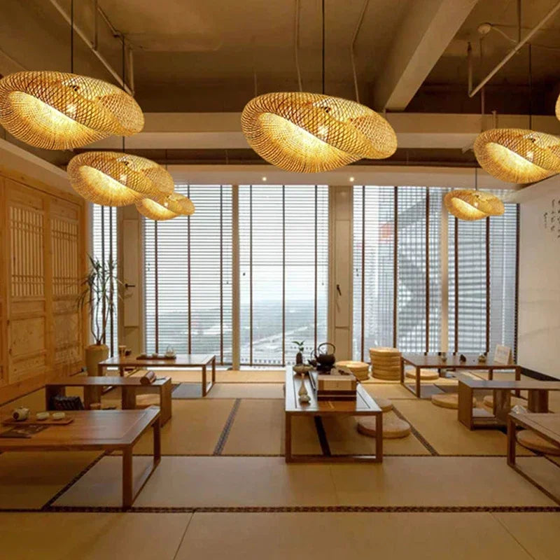 Suspension Bambou Tressé – salle tatami japonaise multiple