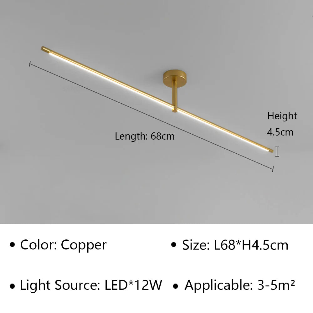 Plafonnier LED linéaire 68cm – dimensions L68×H4.5cm