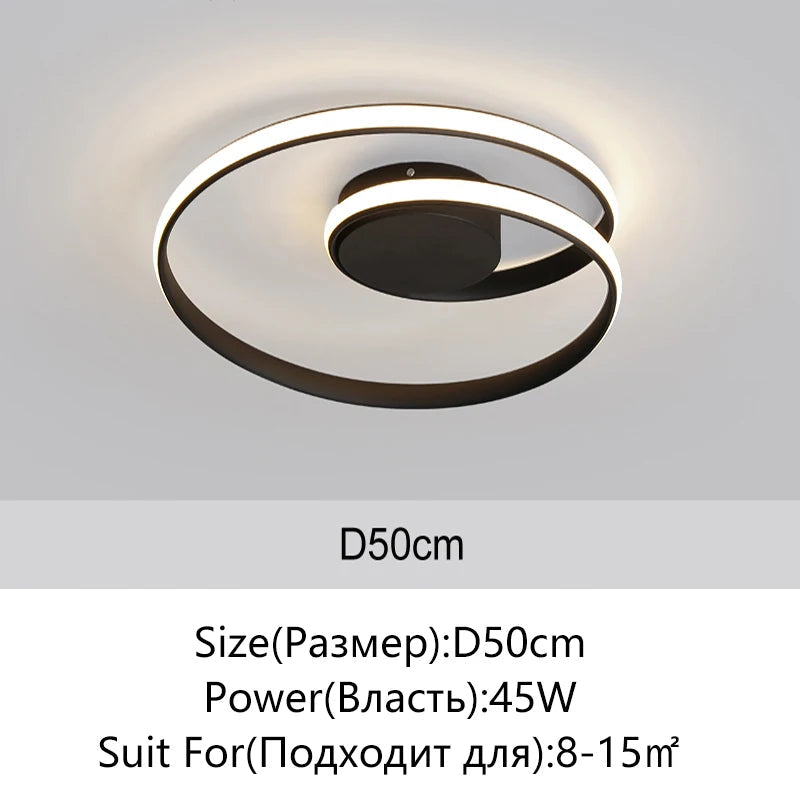 Plafonnier LED moderne rond Ø50cm noir – dimensions 45W