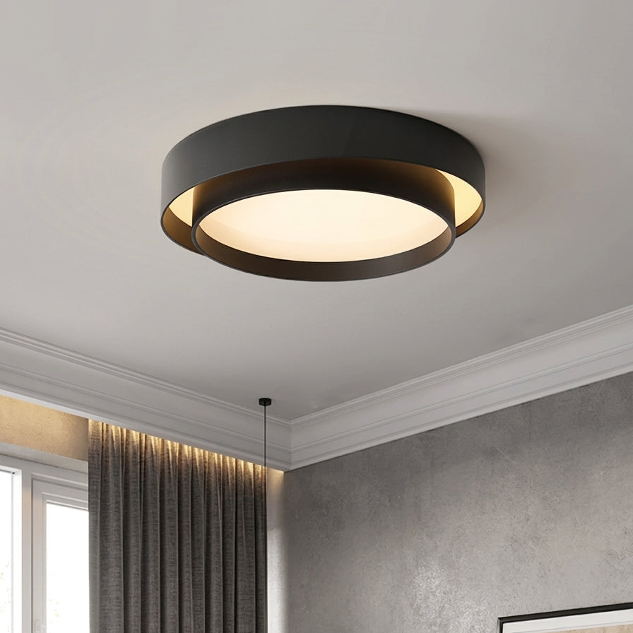 Plafonnier LED Double Anneau Noir – toutes tailles