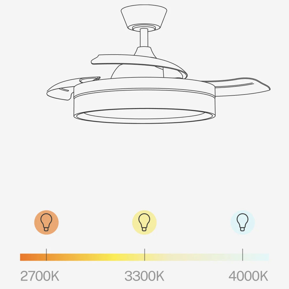 Plafonnier ventilateur LED silencieux à pales rétractables